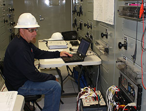 AET Test Technician testing protective relays